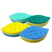 Leaf shape scouring pad kitchen cleaning sponge